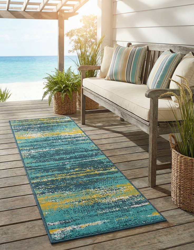 Detail image of 2' x 6'  Washable Coastal Indoor / Outdoor Runner Rug