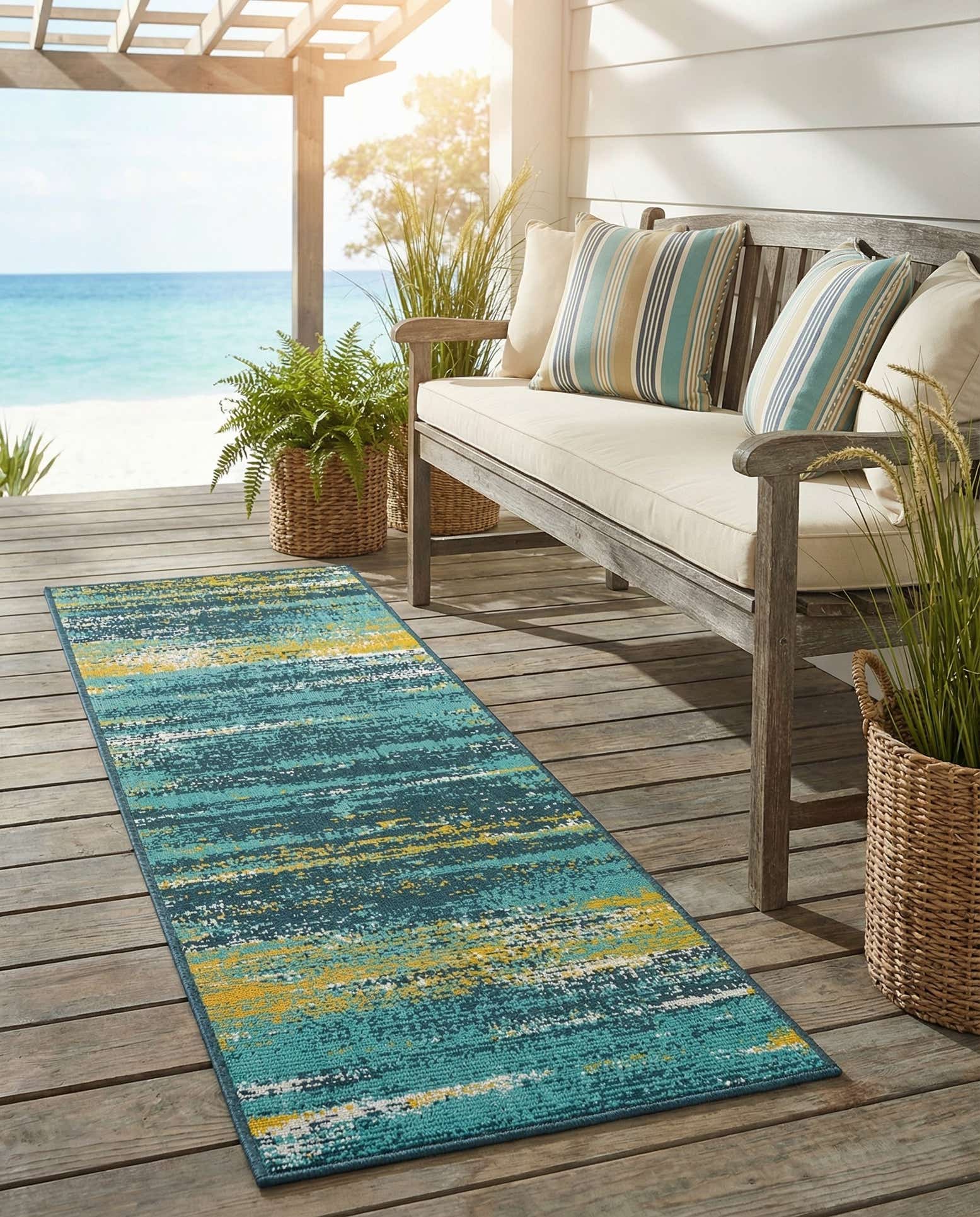 2' x 6' Easy-Clean Coastal Indoor / Outdoor Runner Rug