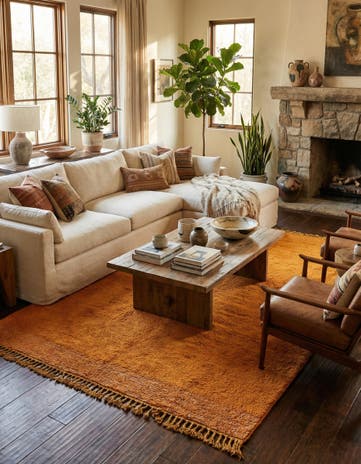 7' x 9' 6 Hand Knotted Moroccan Wool Rug