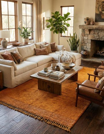 7' x 9' 6 Hand Knotted Moroccan Wool Rug