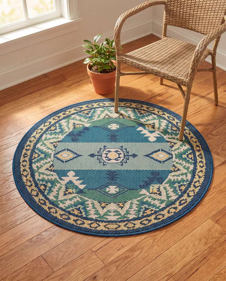 125cm x 125cm Leicht zu reinigen Baja Innen- / Aussenbereich Rund Teppich