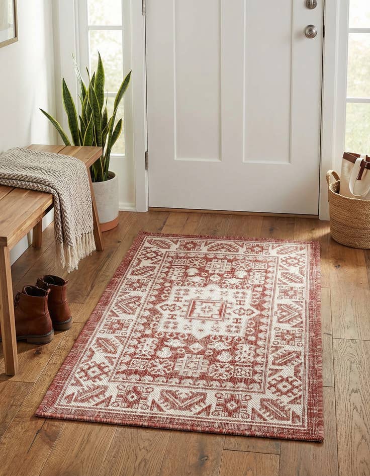 Detail image of 2' x 3'  Washable Aztec Indoor / Outdoor Rug