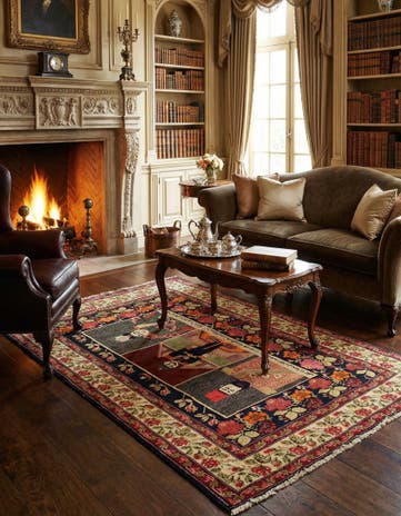 4' 4 x 5' 9 Hand Knotted Karabakh Wool Rug