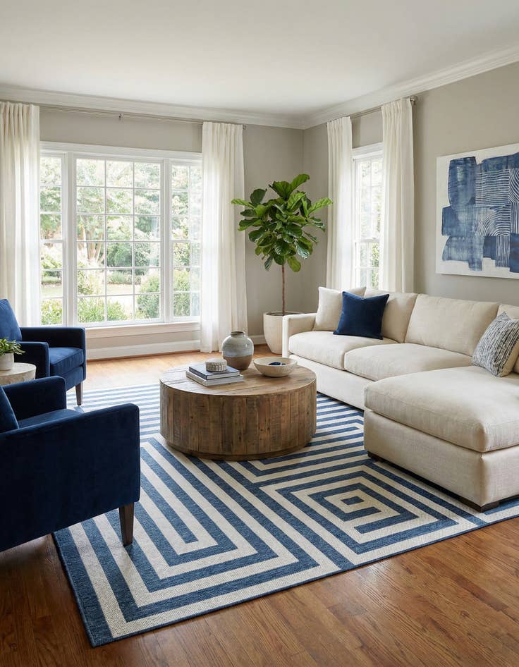 Detail image of  12' x 12'  Washable Modern Indoor / Outdoor Square Rug