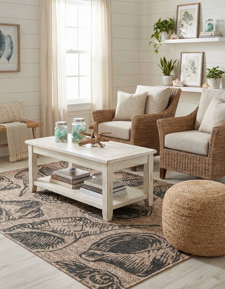 Detail image of 4' x 6'  Washable Coastal Indoor / Outdoor Rug