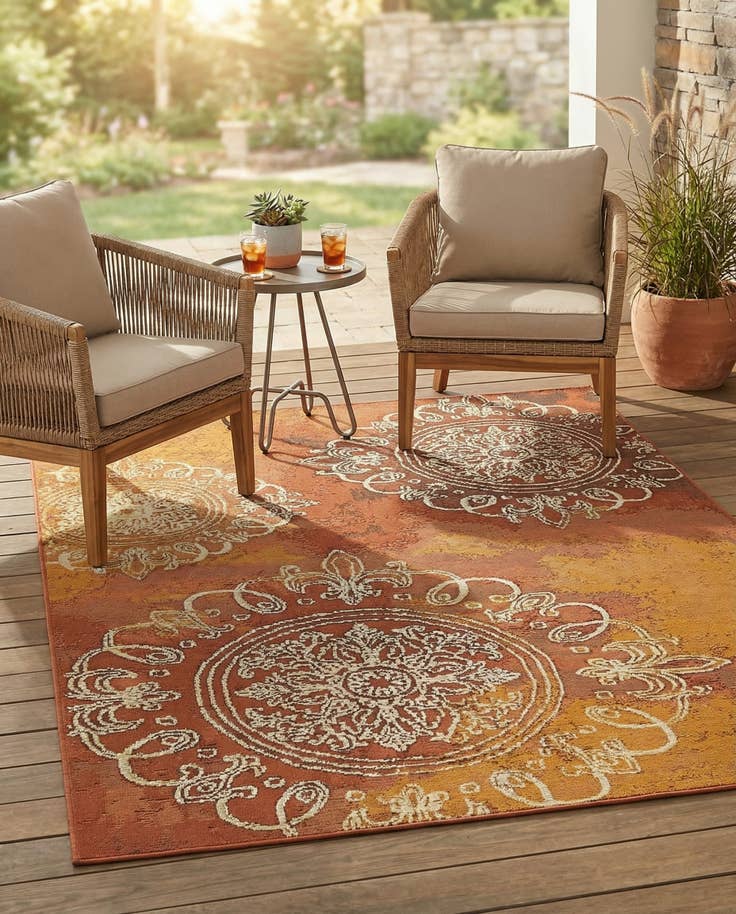 Detail image of 4' x 6' Easy-Clean Modern Indoor / Outdoor Rug