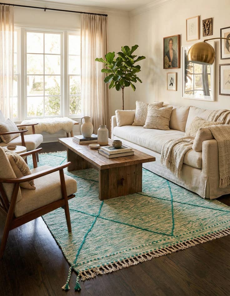 Detail image of 5' x 8'  Hand Knotted Moroccan Wool Rug