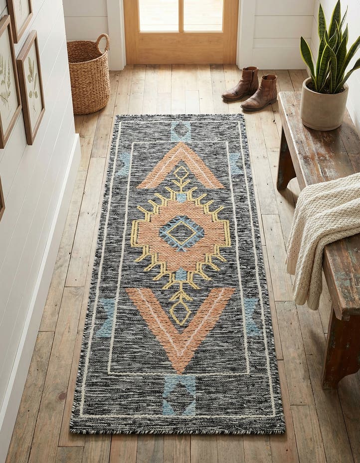 2' x 6' 1 Hand Woven Kilim Wool Runner Rug