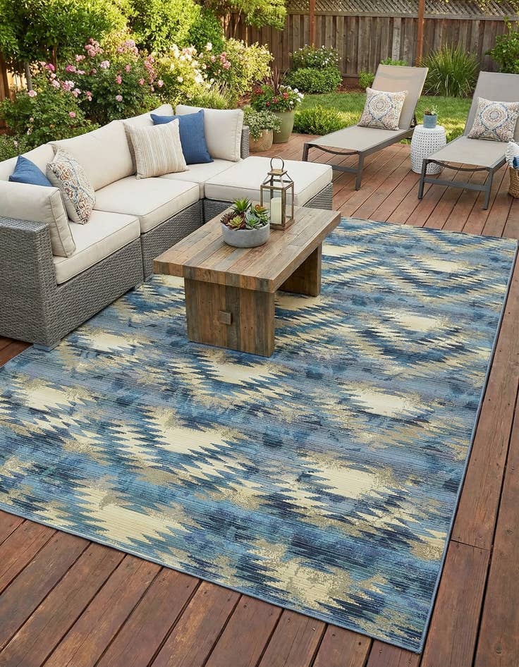 Detail image of 8' x 11' 4  Washable Modern Indoor / Outdoor Rug