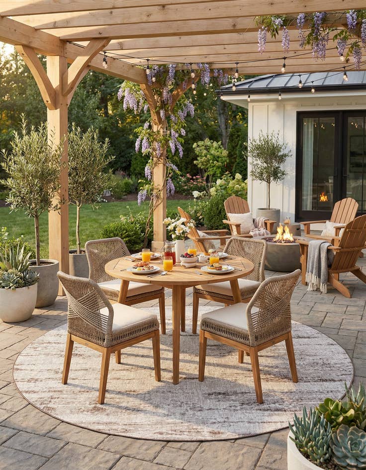 Detail image of 10' x 10' Easy-Clean Modern Indoor / Outdoor Round Rug