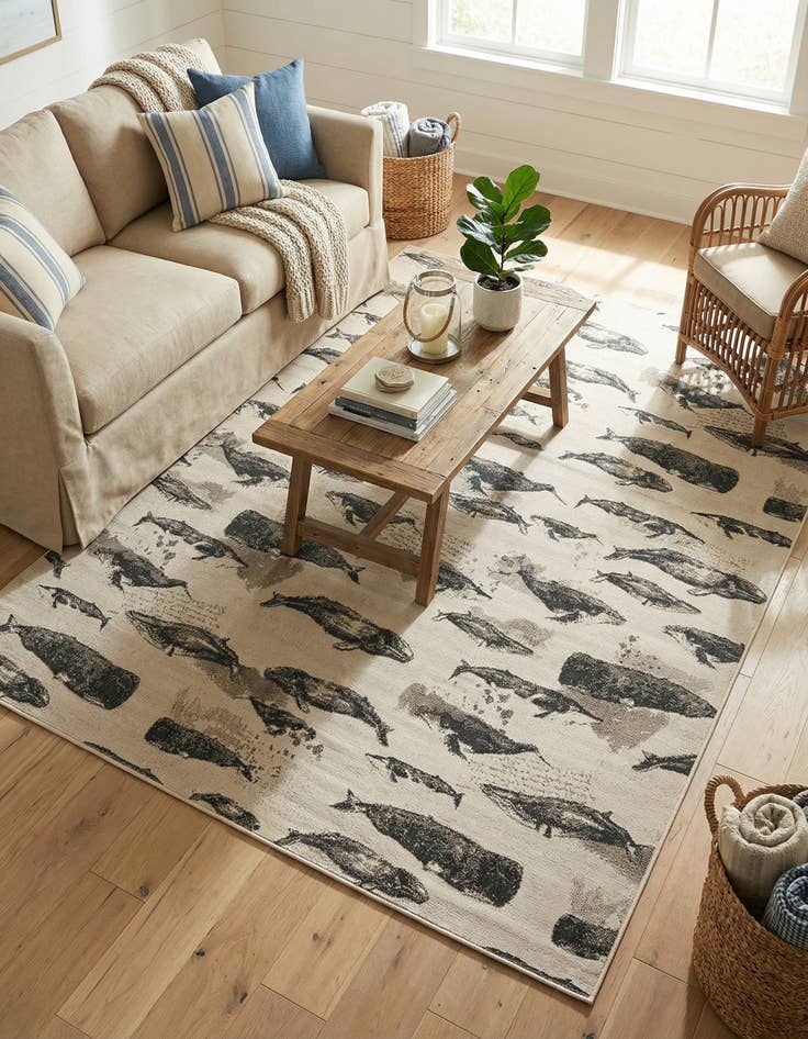 Detail image of 9' x 12'  Washable Coastal Indoor / Outdoor Rug