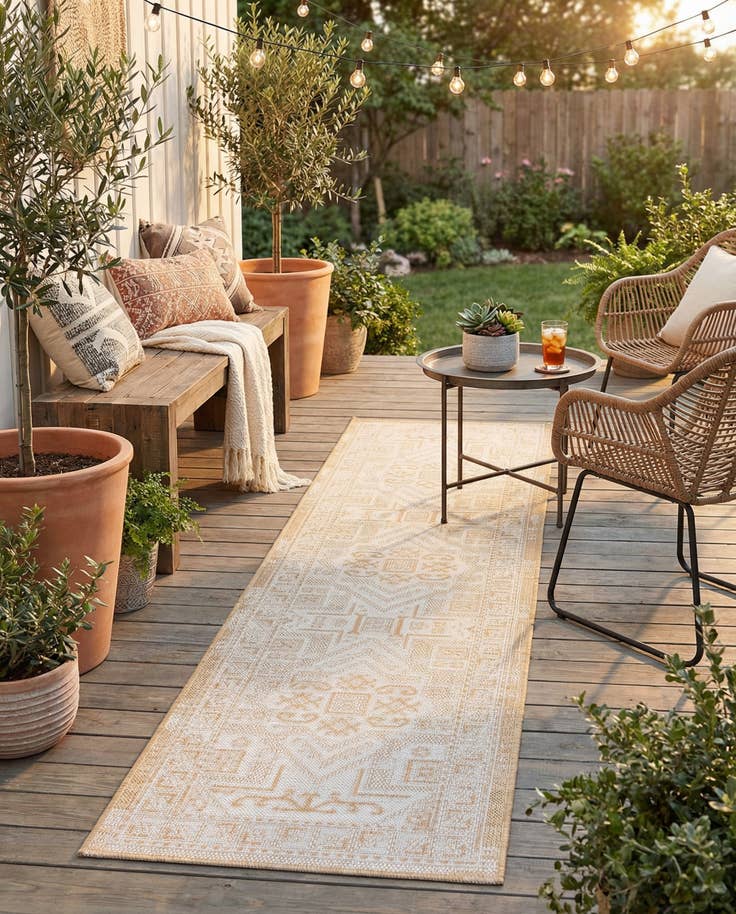 Detail image of 2' x 8' Easy-Clean Aztec Indoor / Outdoor Runner Rug