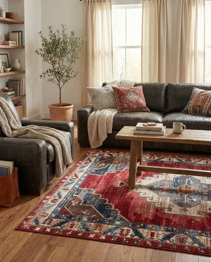 Detail image of 5' x 8' Easy-Clean Traditional Indoor / Outdoor Rug