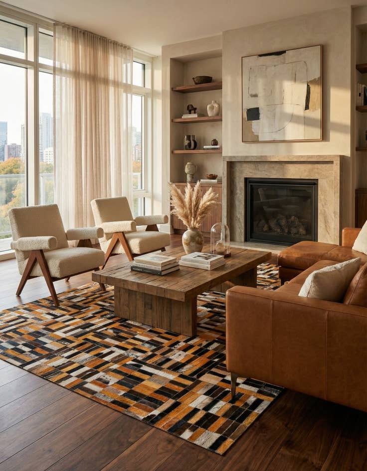 Detail image of  5' x 7' 11 Cowhide - Patchwork Rug