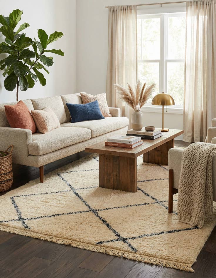 Detail image of 5' 3 x 8' 5  Hand Knotted Moroccan Wool Rug