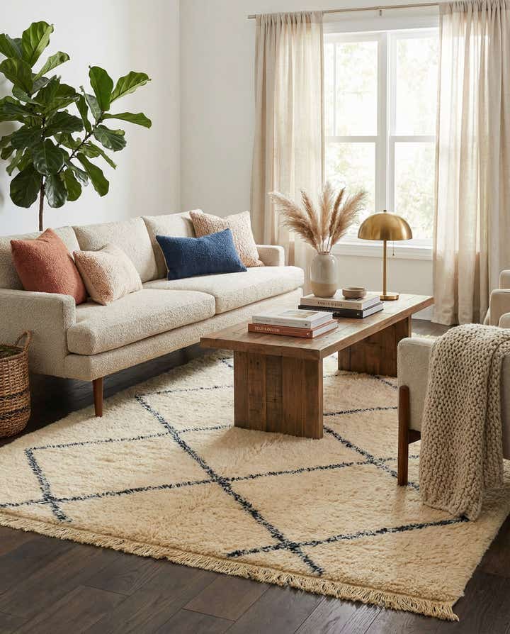 5' 3 x 8' 5 Hand Knotted Moroccan Wool Rug