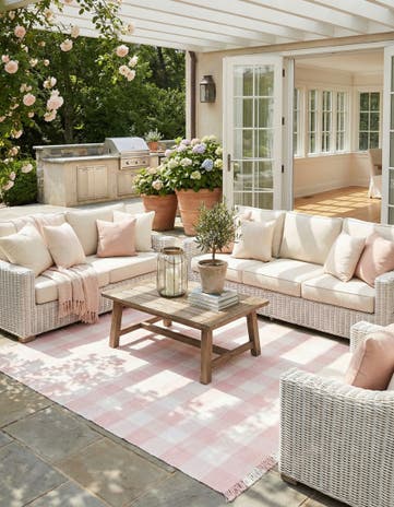 9' x 12' Easy-Clean Eco Plaid Washable Indoor / Outdoor Rug