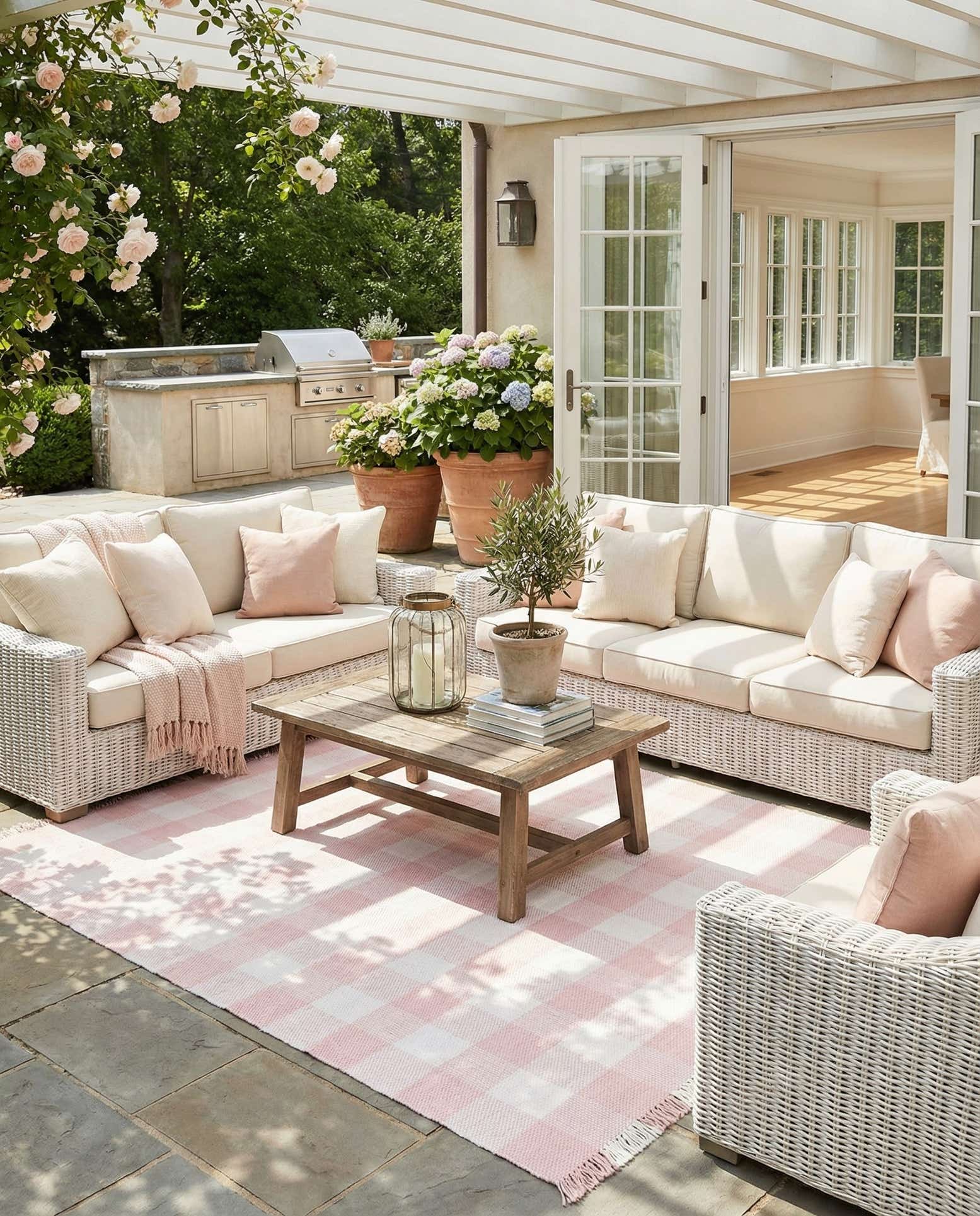 9' x 12' Easy-Clean Eco Plaid Washable Indoor / Outdoor Rug
