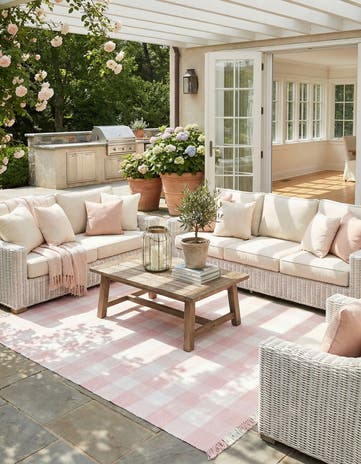 9' x 12' Easy-Clean Eco Plaid Washable Indoor / Outdoor Rug