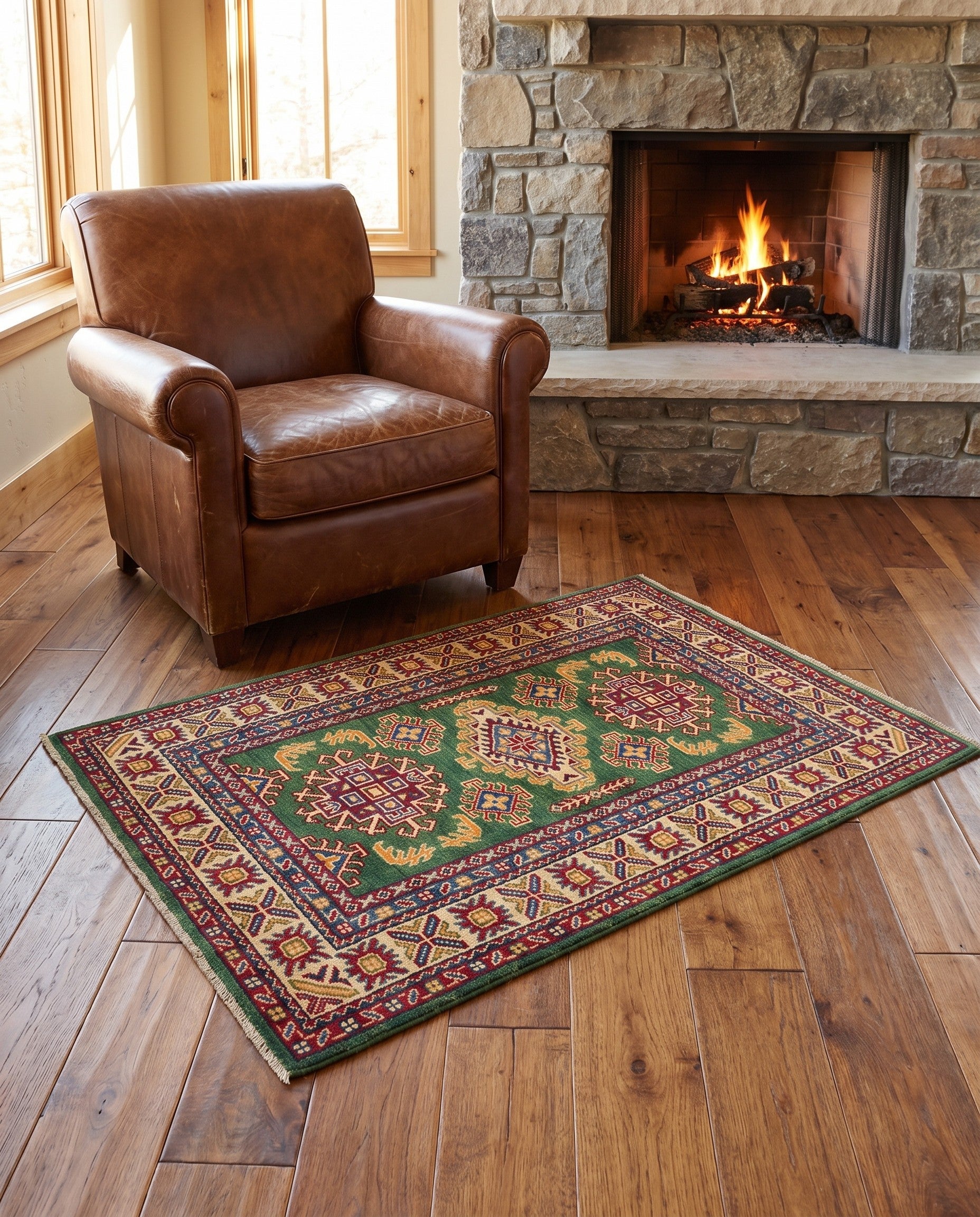 3' 4 x 5' Hand Knotted Kazak Rug