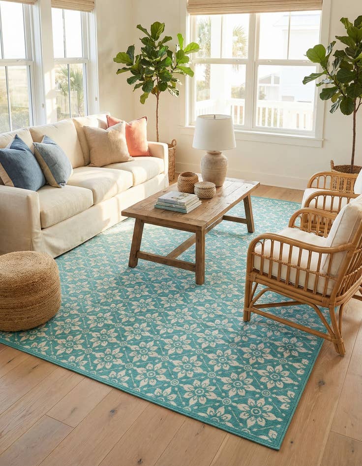 Detail image of  10' x 14'  Washable Lattice Indoor / Outdoor Rug