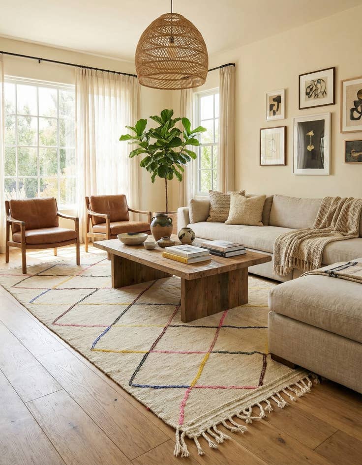 Detail image of 6' 3 x 10'  Hand Knotted Moroccan Wool Rug