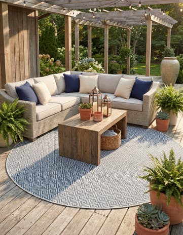13' x 13' Easy-Clean Jill Zarin Costa Rica Indoor / Outdoor Round Rug