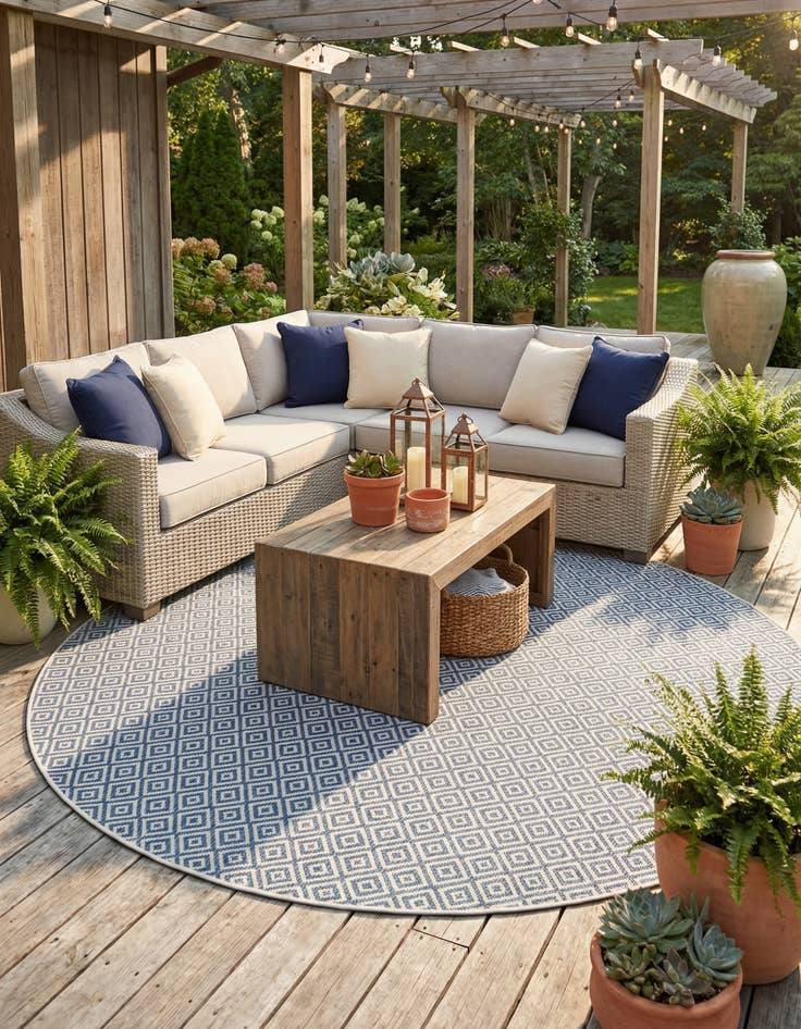 Detail image of 13' x 13' Easy-Clean Jill Zarin Costa Rica Indoor / Outdoor Round Rug