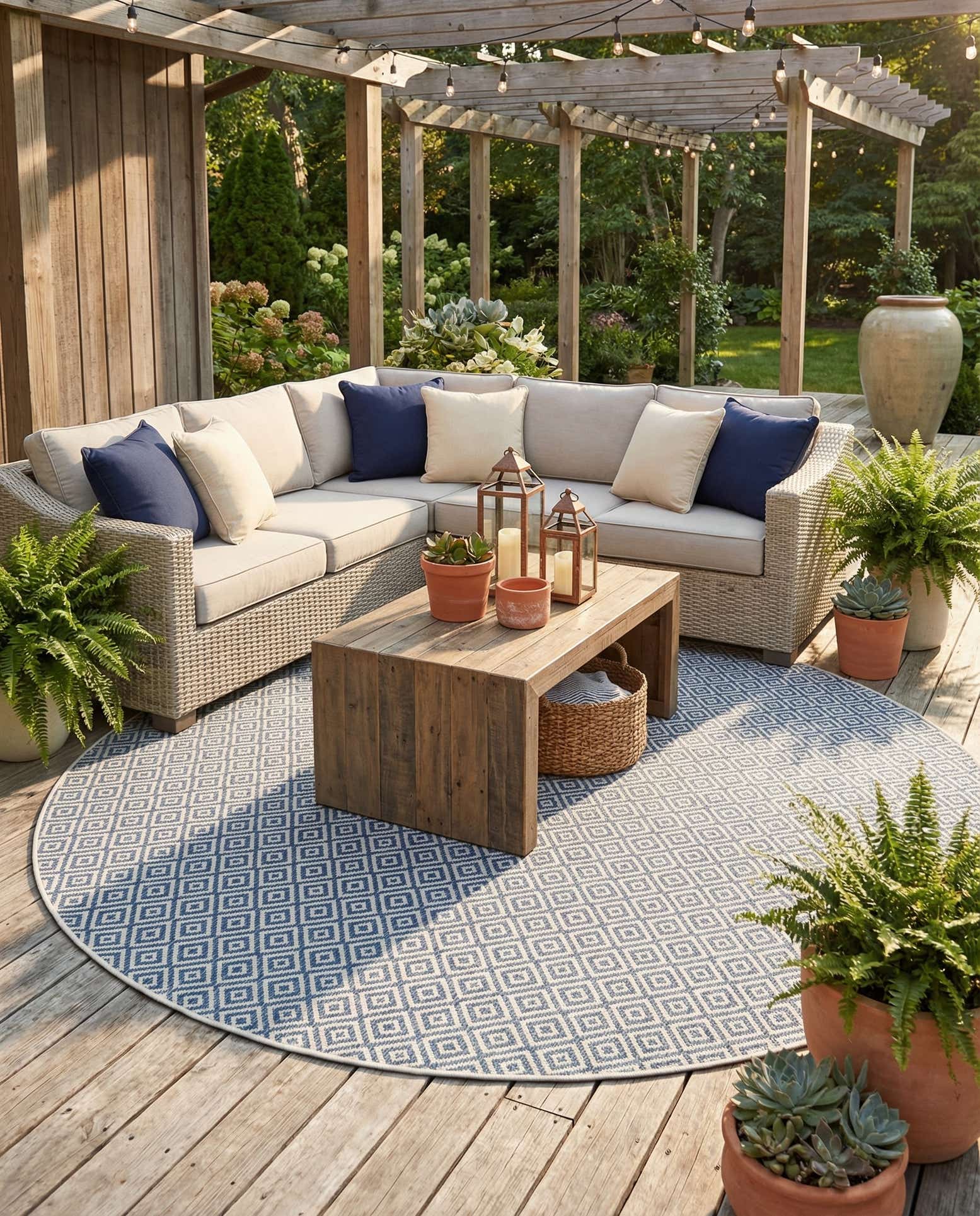 13' x 13' Easy-Clean Jill Zarin Costa Rica Indoor / Outdoor Round Rug