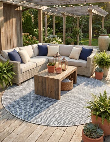 13' x 13' Easy-Clean Jill Zarin Costa Rica Indoor / Outdoor Round Rug
