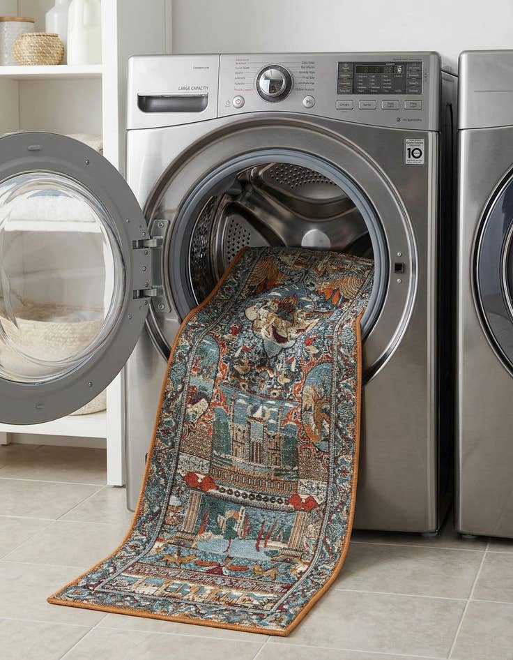 Detail image of 2' x 8'  Washable Traditional Indoor / Outdoor Runner Rug