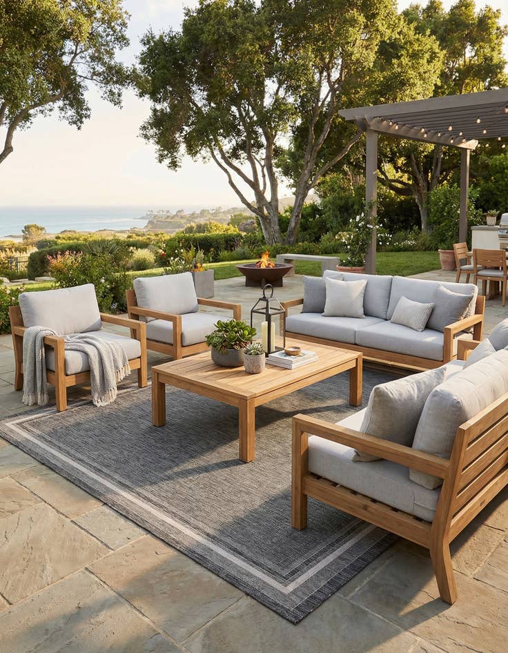 Detail image of  10' x 13'  Washable Border Indoor / Outdoor Rug