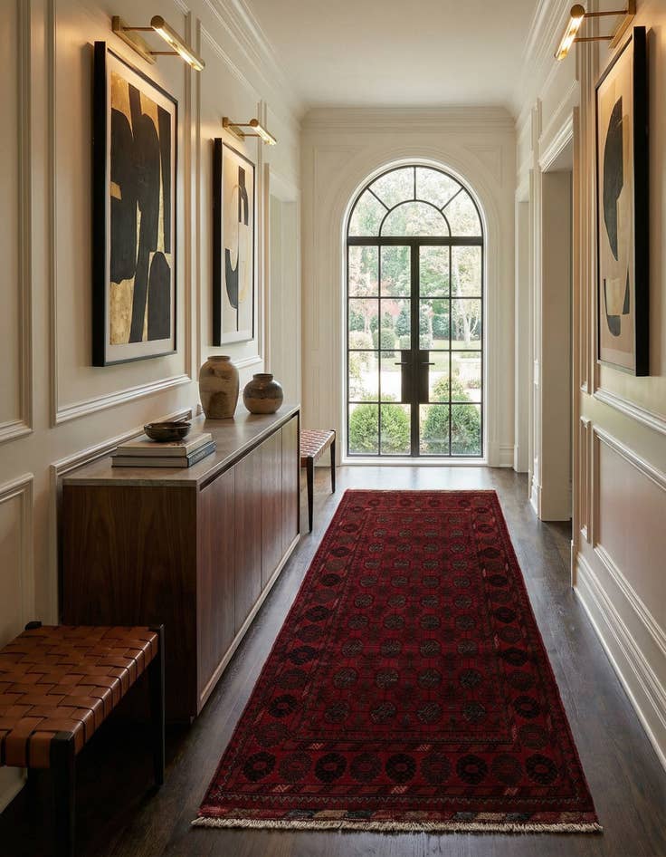 Detail image of 2' 9 x 6' 6 Hand Knotted Afghan Ersari Wool Runner Rug