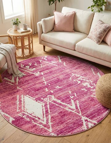 Jill Zarin Pink Uptown Carnegie Hill Round Rug
