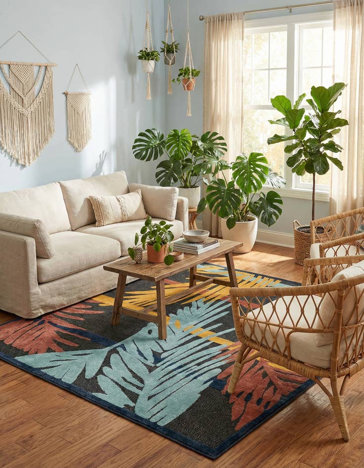 Detail image of 7' 10 x 7' 10  Washable Belize Indoor / Outdoor Square Rug