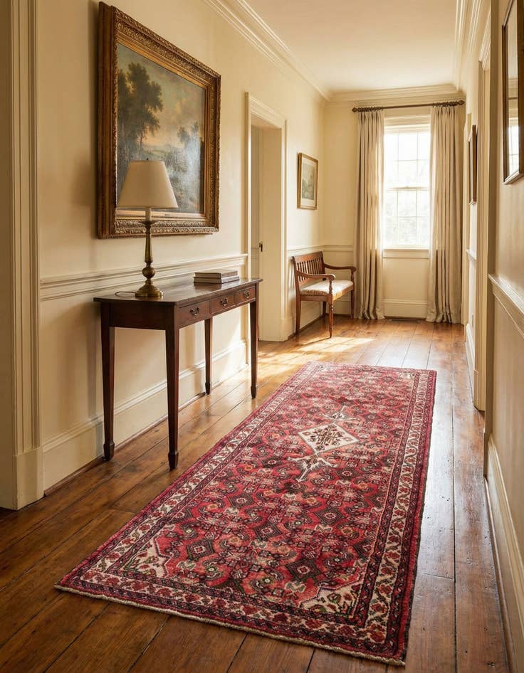 Detail image of 3' 6 x 10' 2  Hand Knotted Hossainabad Persian Wool Runner Rug