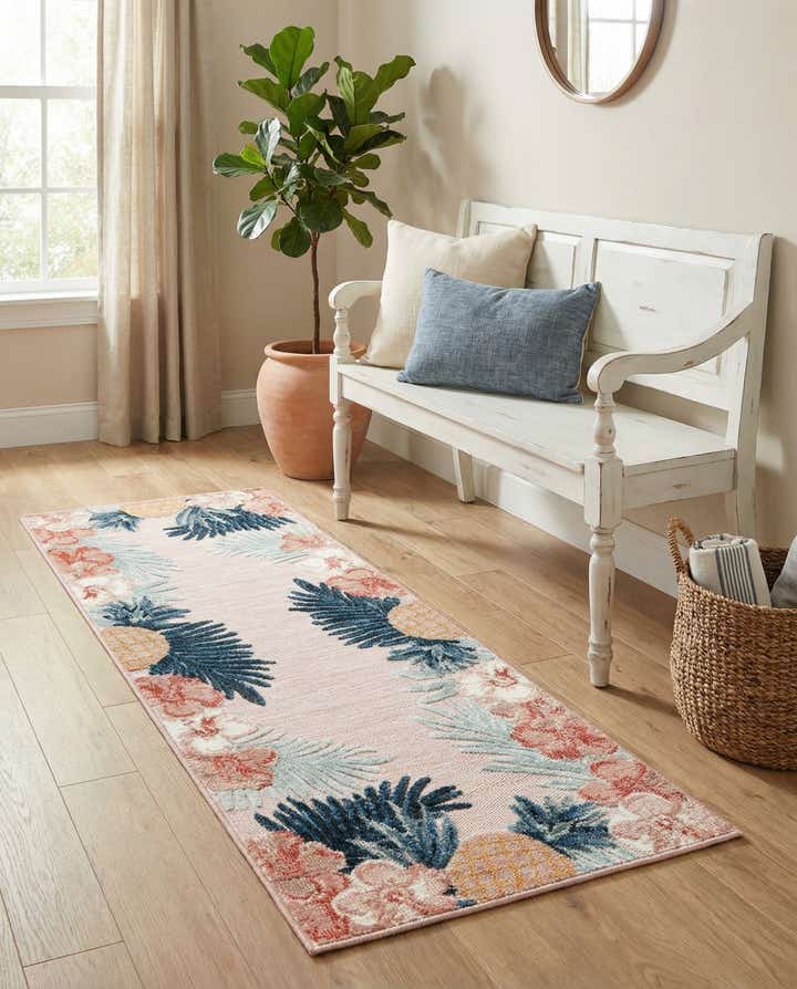2' 2 x 6' Easy-Clean Botanical Indoor / Outdoor Runner Rug