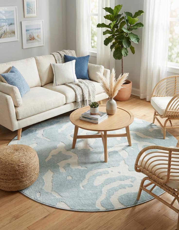 Detail image of 5' x 5'  Washable Sabrina Soto Indoor / Outdoor Round Rug