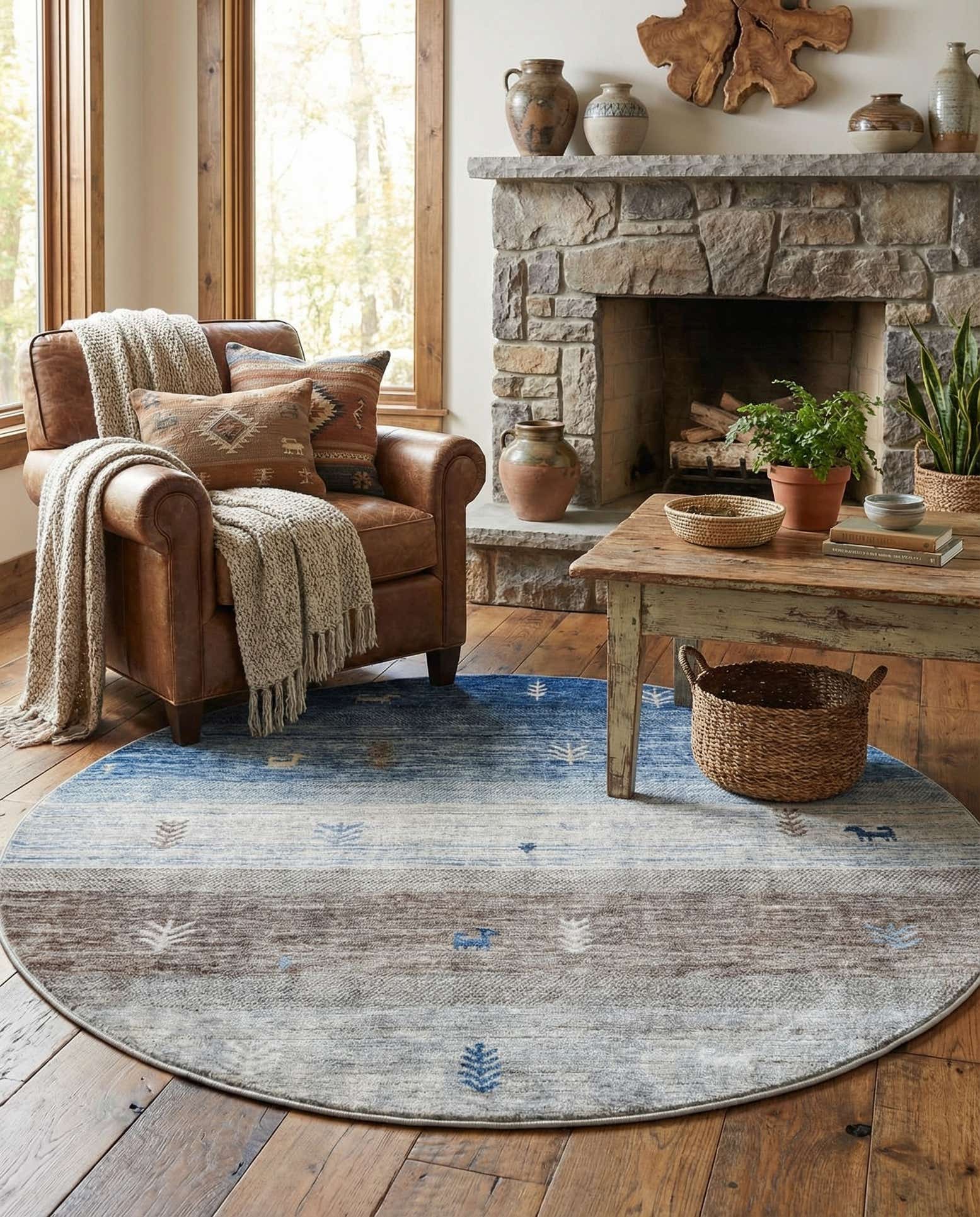 5' 3 x 5' 3 Gabbeh Round Rug