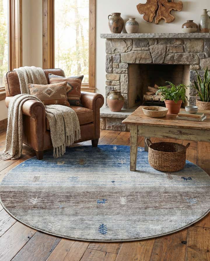 5' 3 x 5' 3 Gabbeh Round Rug