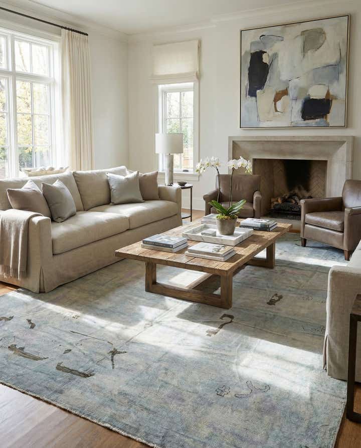 10' x 14' 1 Hand Knotted Oushak Wool Rug