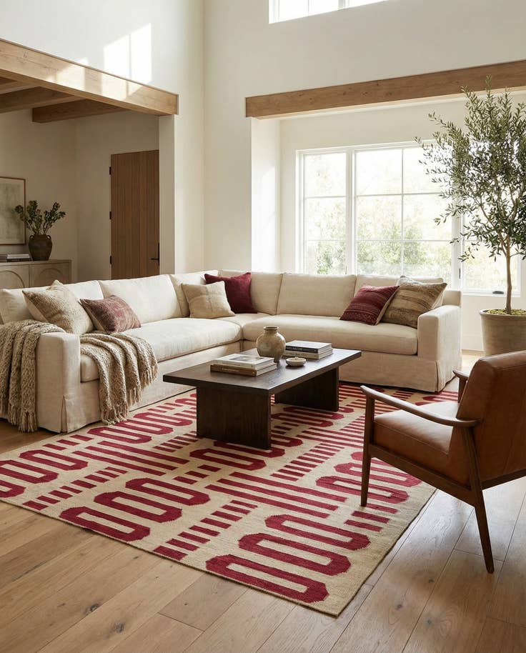 Detail image of 6' 5 x 9' 6 Hand Woven Kilim Modern Wool Rug