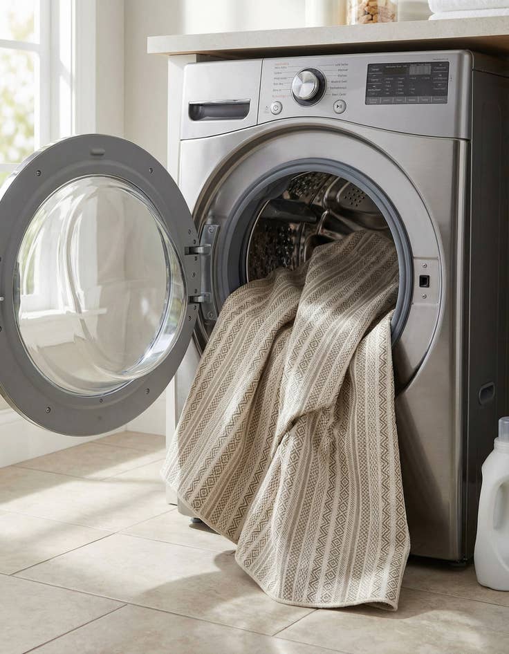 Detail image of 7' 10 x 10'  Washable Striped Indoor / Outdoor Oval Rug