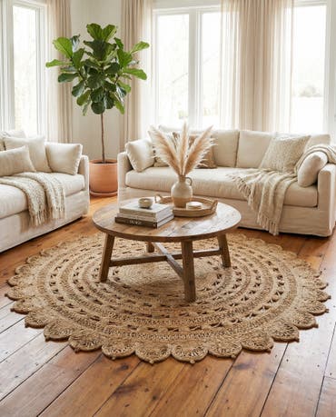  7' 10 x 7' 10  Hand Braided Jute Round Rug
