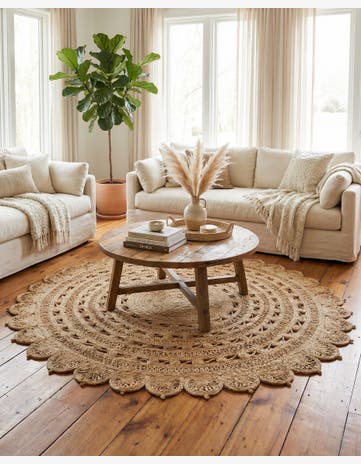 7' 10 x 7' 10 Handmade Braided Jute Round Rug