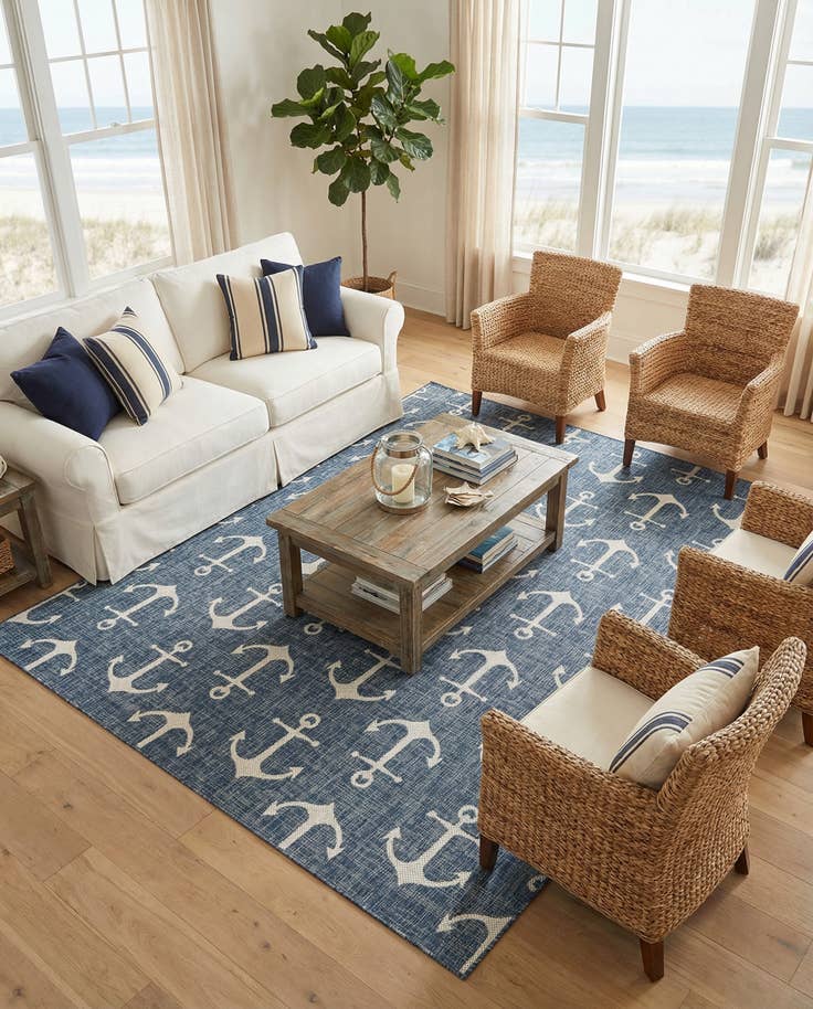 Detail image of 9' x 12' Easy-Clean Coastal Indoor / Outdoor Rug