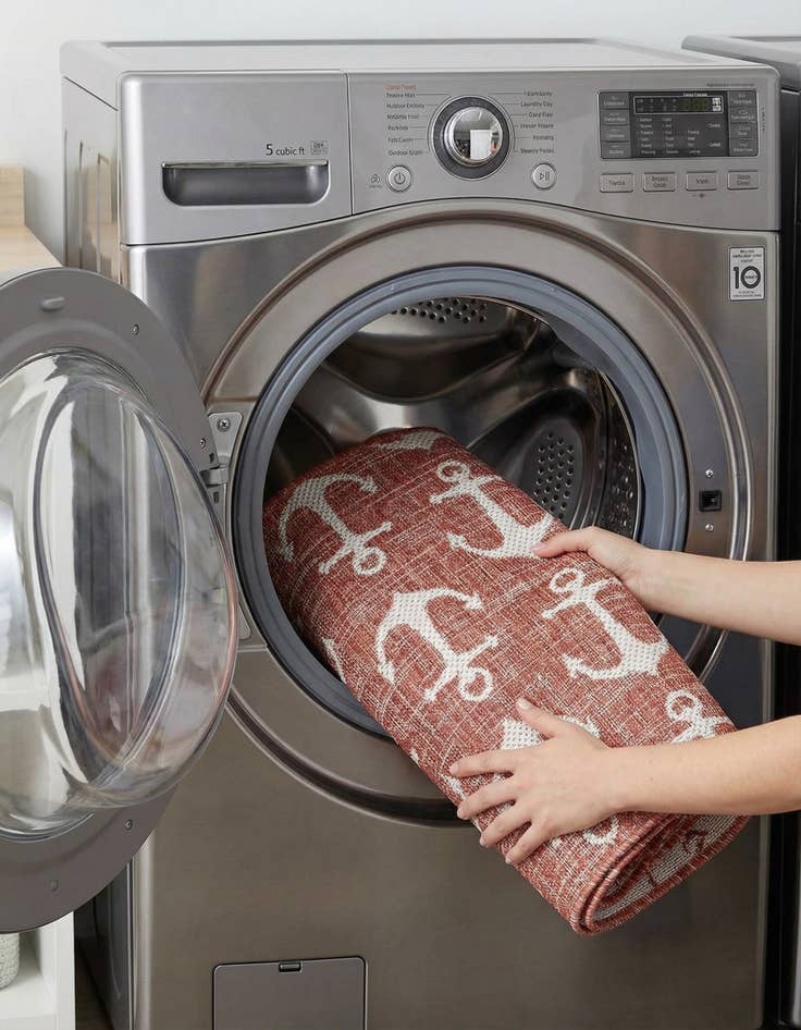 Detail image of 3' x 5' 3  Washable Coastal Indoor / Outdoor Oval Rug