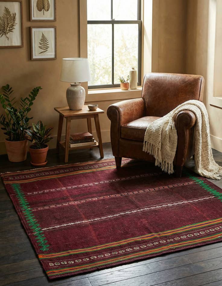 Detail image of 4' 2 x 4' 5  Hand Woven Kilim Fars Wool Square Rug