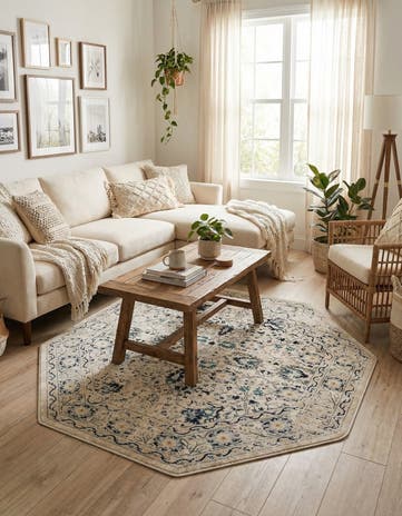 Beige Dahlia Octagon Rug