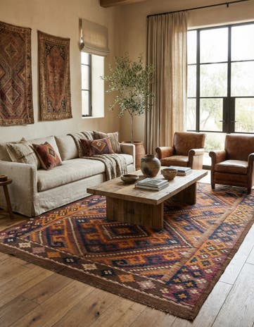 6' 3 x 11' 4 Hand Woven Kilim Fars Wool Rug